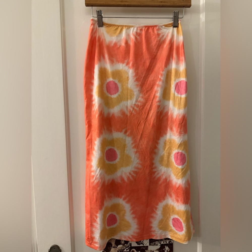 Vibrant Orange Tie-Dye Skirt